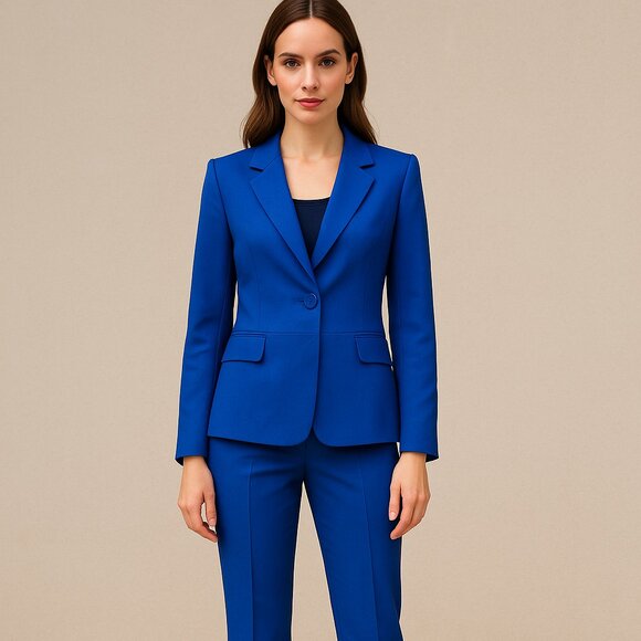 NWT Le Suit Cobalt Cerulean Blue Pantsuit • Size 16P • Two-Piece Blazer & Pants - Picture 1 of 9